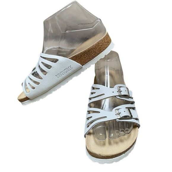 Birkenstock Granada White Double Straps Sandals Slides Women’s  EU 37 US 6.5 - Picture 1 of 7